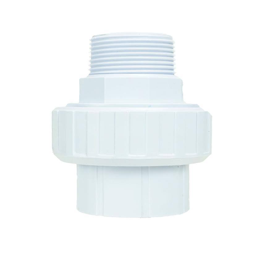 Front. Swim Central - 3.75" White HydroTools Swimming Pool Standard ABS Female Socket and Male Threaded Union - White.
