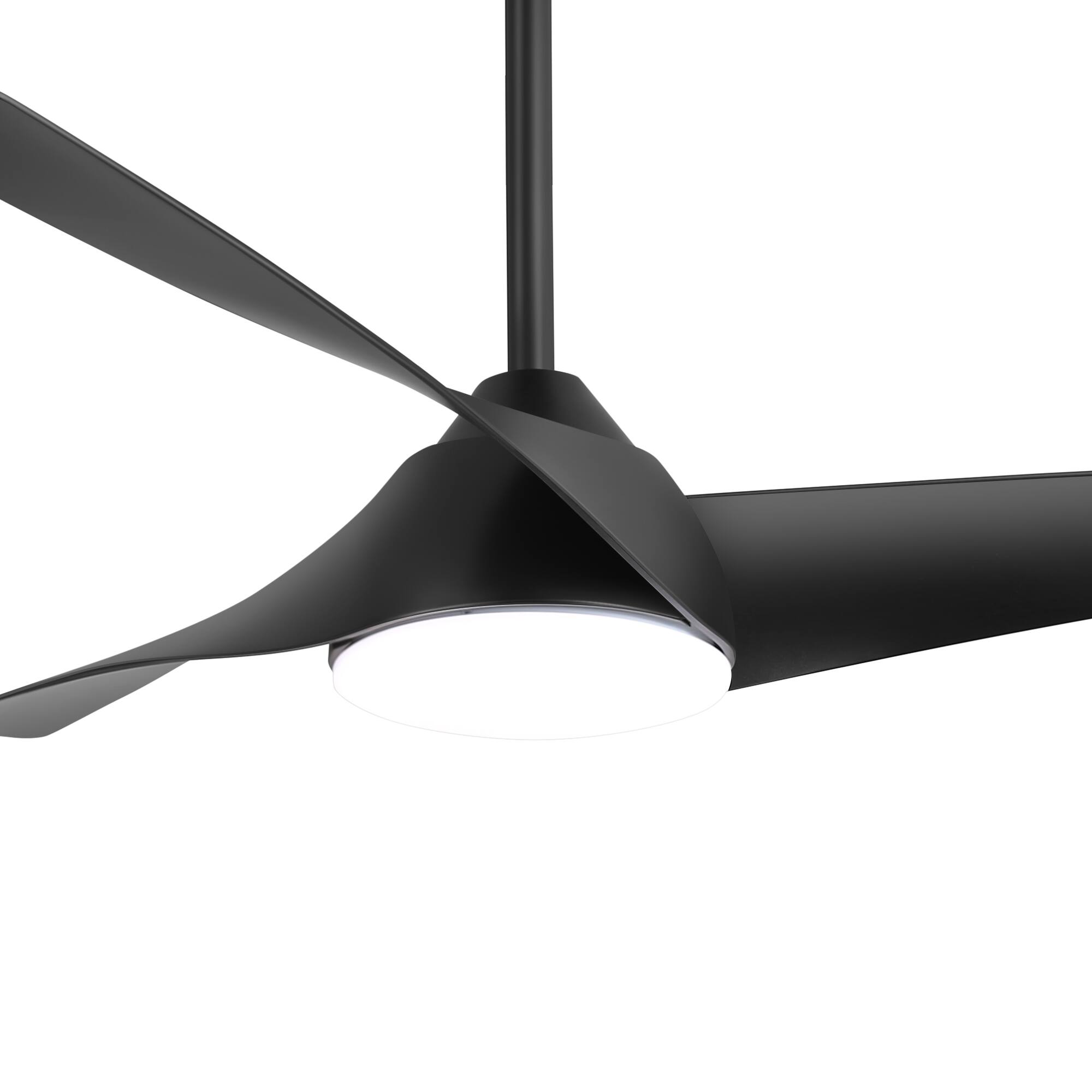 Left. Breezary - 52" Indoor Ceiling Fan with 3 ABS Blades, 3-Color Light, 6-Speed DC Motor, 5''&10'' Downrods, Remote with Timer - Matte Black.