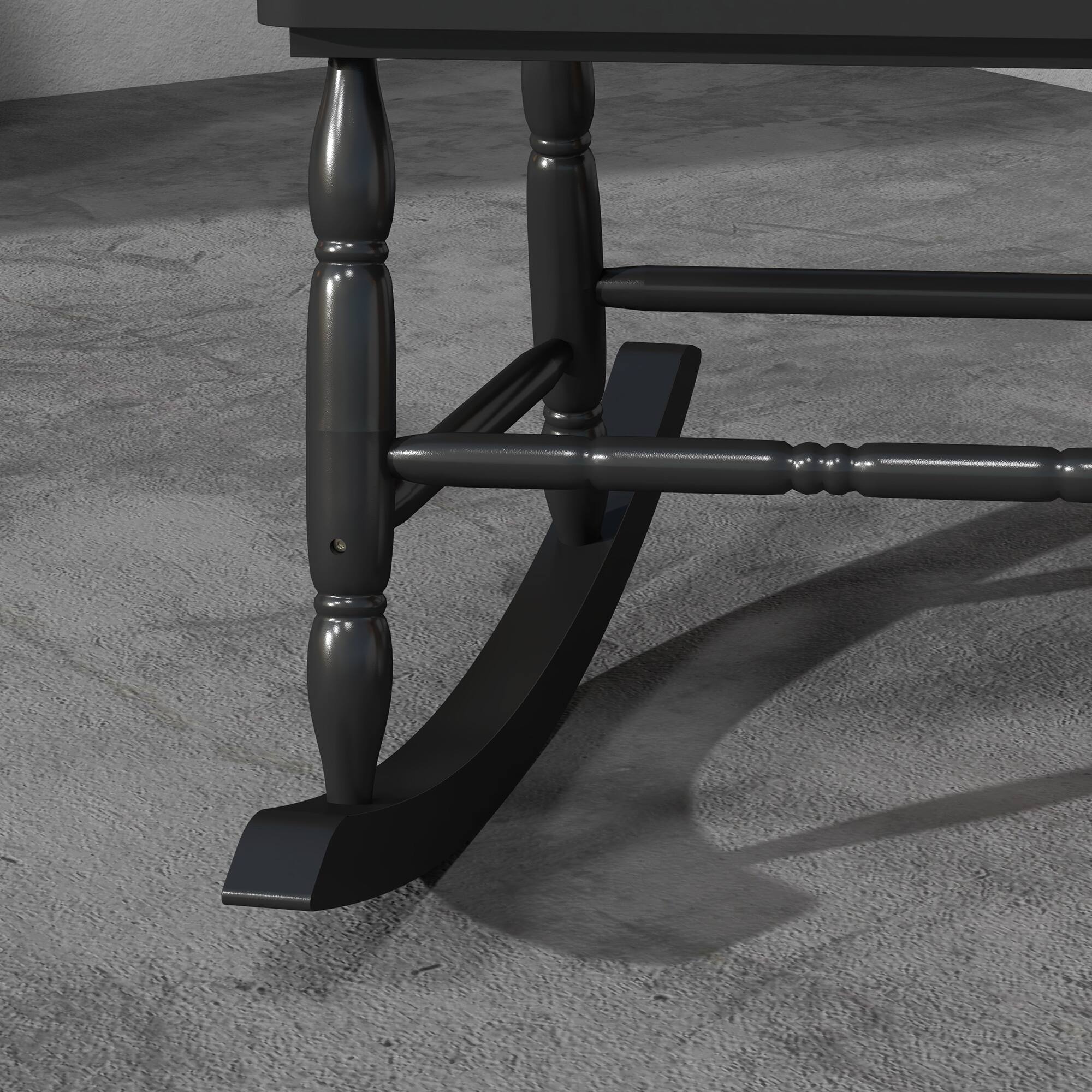 Alt View 7. Outsunny - Outdoor Wood Rocking Chair, 350 lbs. Porch Rocker with High Back for Garden, Patio, Balcony - Black.