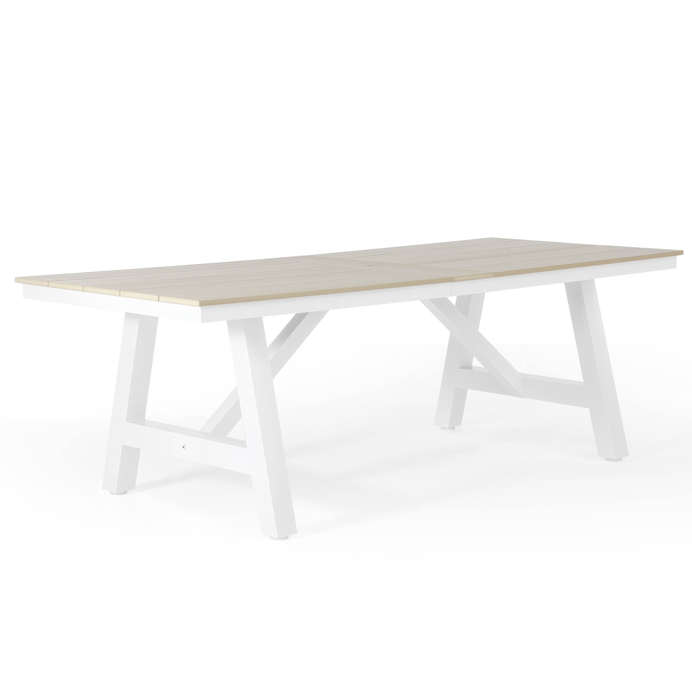 Back. WestinTrends - WestinTrends Cape May 7-Piece HDPE Outdoor Furniture Patio Dining Table With Umbrella Hole and Chairs Set For 6 - Sand.
