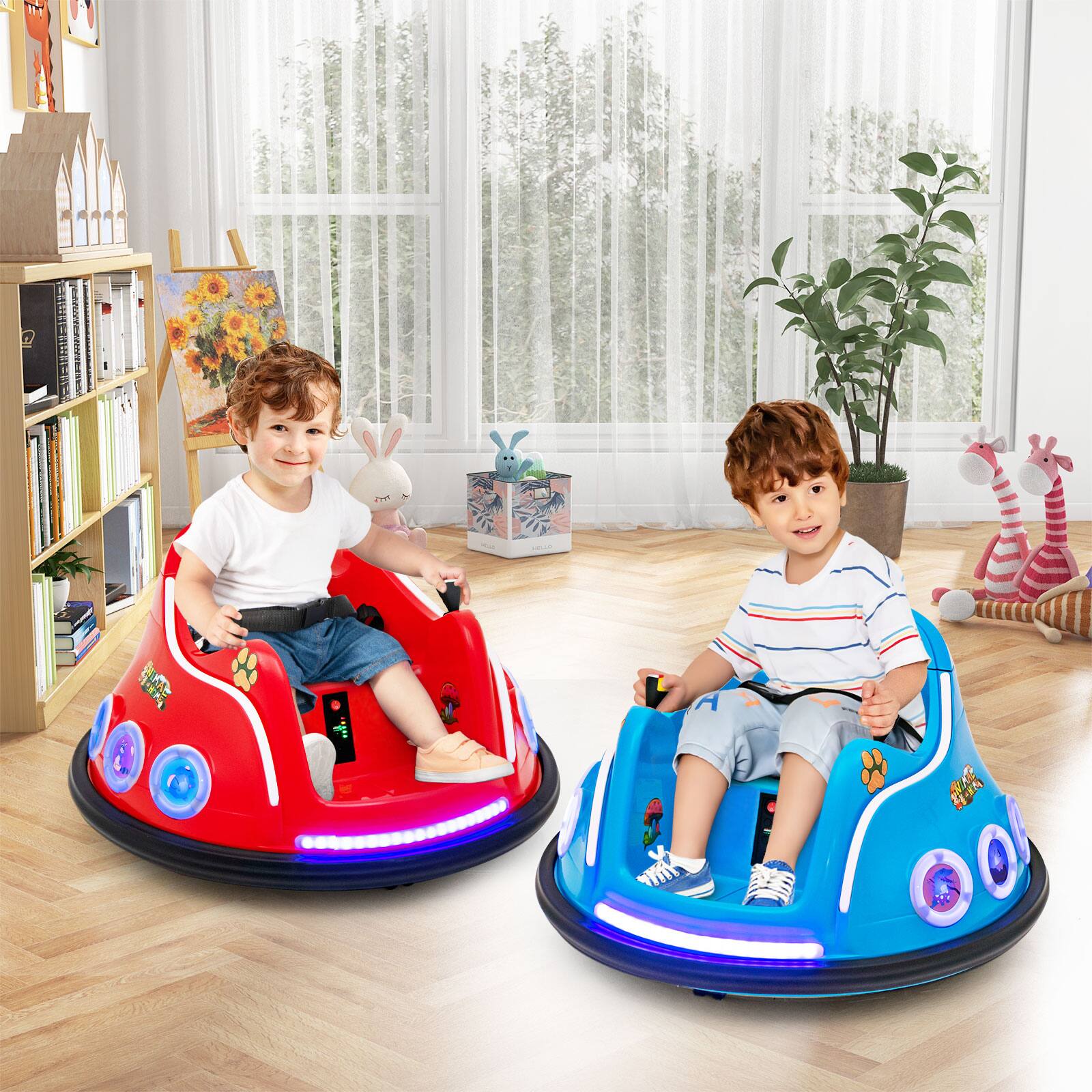 Alt View 1. Costway - Costway 12V Kids Ride on Bumper Car Remote Control w/ Flashing LED Light & Music - Navy.