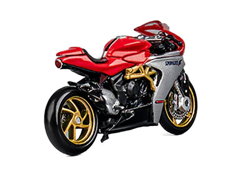 Back. CM Models - MV Agusta Superveloce 800 Motorcycle Red and Silver with Figure 1/64 Diecast Model by CM Model - Red and Silver.