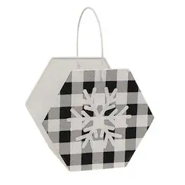 BreeBe - * Buffalo Check Snowflake Hexagon Container - Black & White