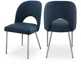 Meridian Furniture - Logan Navy Vegan Leather Dining Chair, Set of 2 - Blue