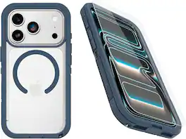 OtterBox - iPhone 17 Pro, Bundle: Defender Series XT Case & Screen Protector - Snaps on MagSafe - Rugged & Durable - Baby Blue Jeans (Clear/Blue)