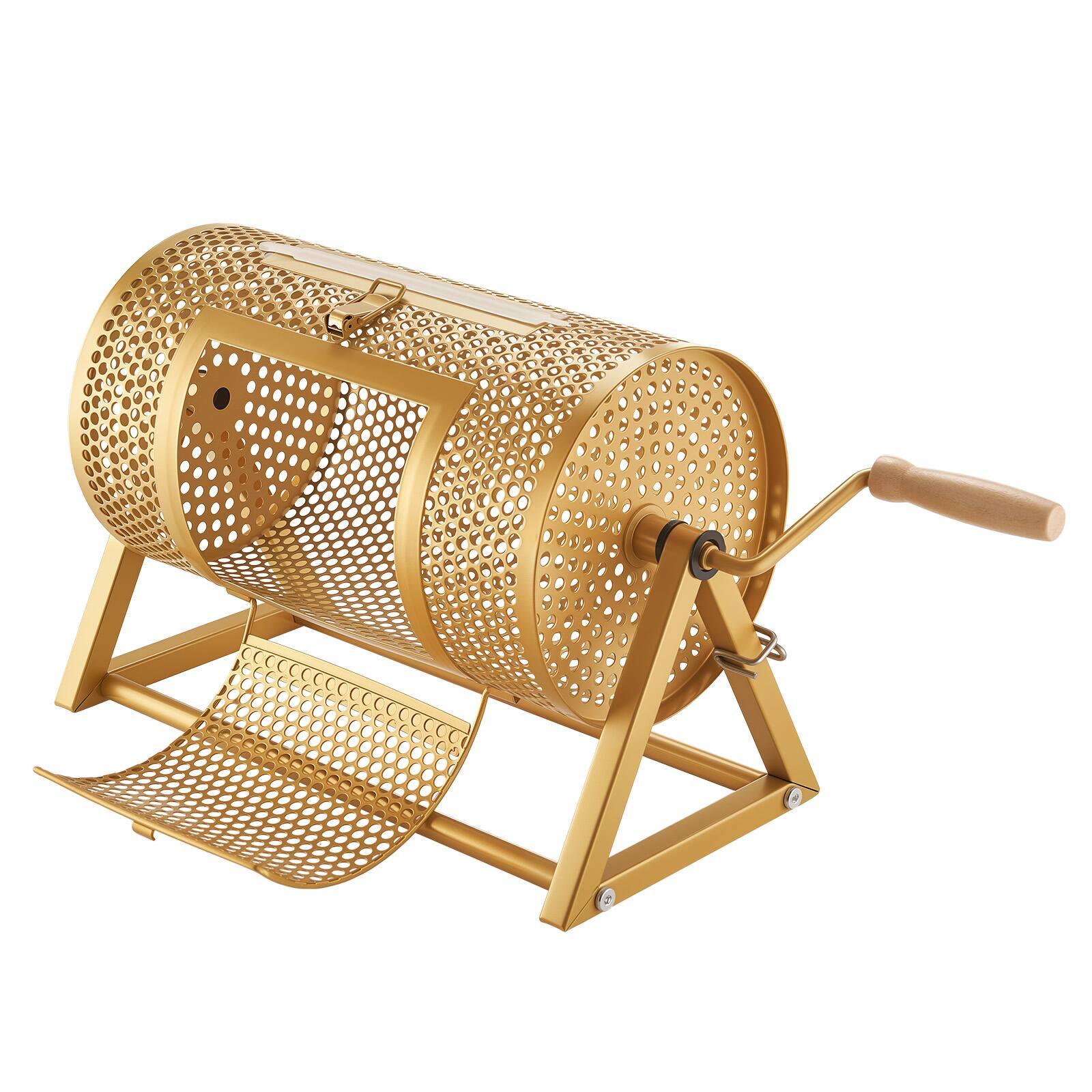 Alt View 5. VEVOR - Raffle Ticket Spinner, 11.6" x 6.6" Holds 2500 Tickets or 100 Ping Pong Balls, Raffle Drum Lottery Spinning Cage - Gold.