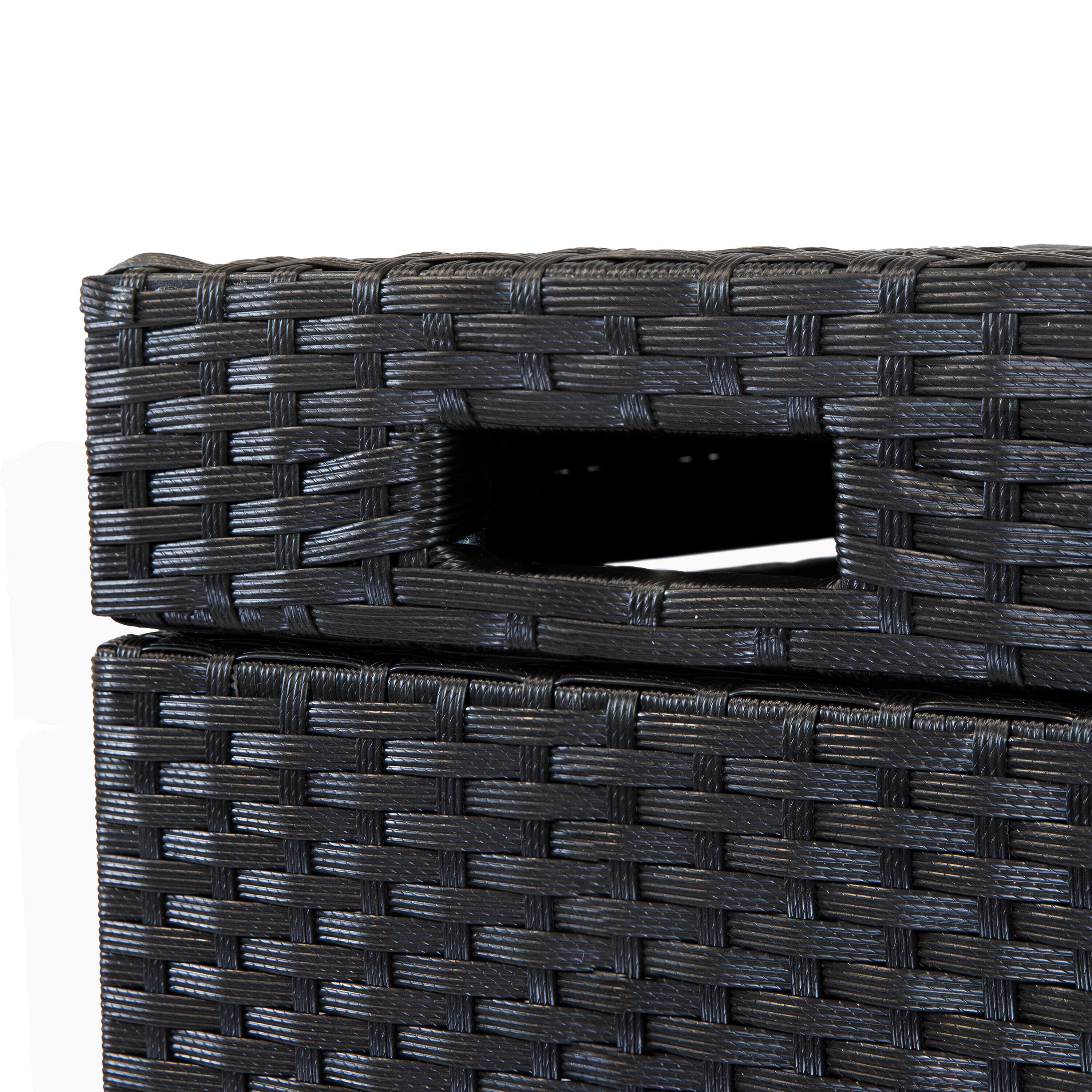 Alt View 10. Sunnydaze - Wicker Outdoor Trash Cans - Set of 2 - 26 Gal. and 15 Gal. - Black.