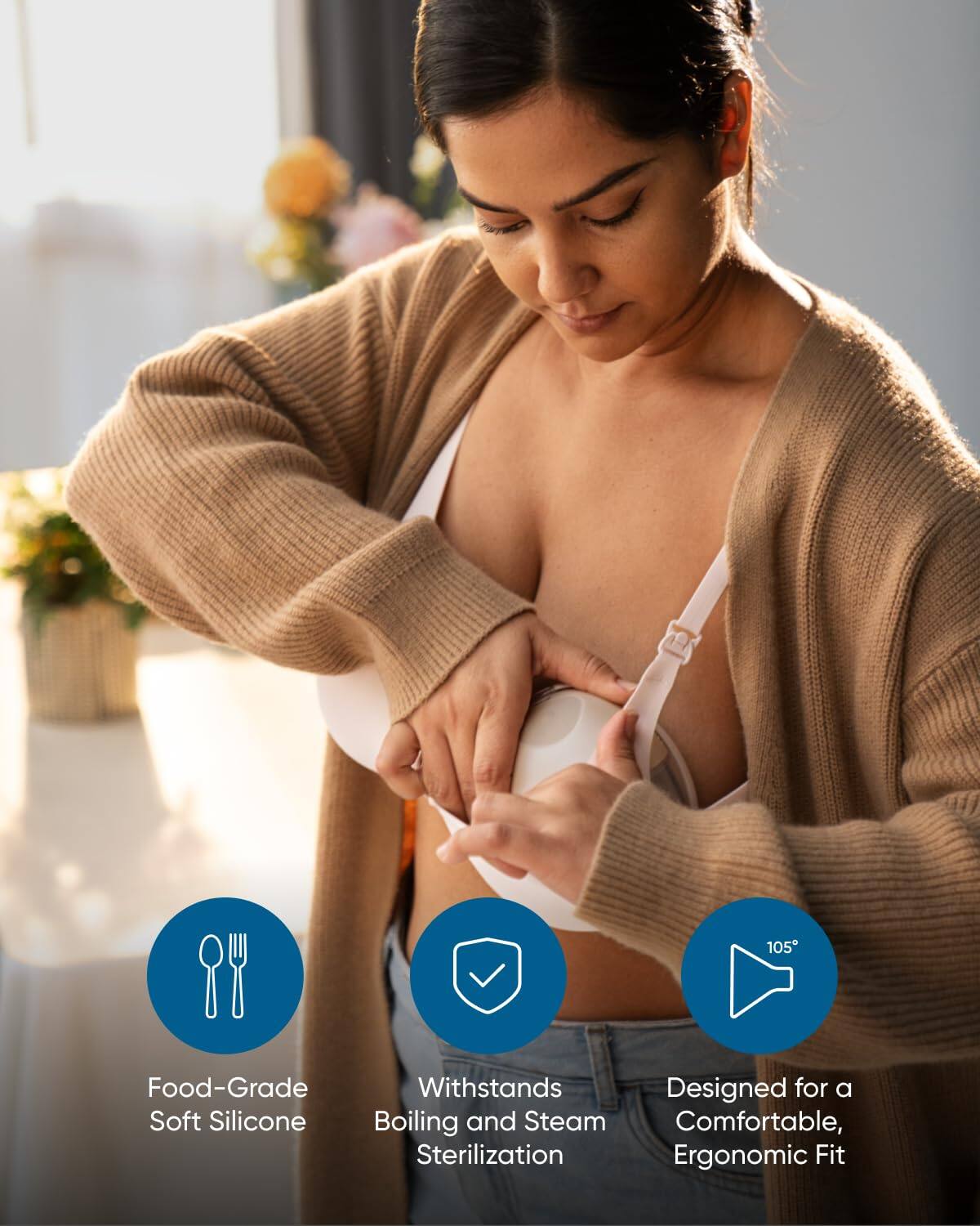 Food-Grade Soft Silicone, Withstands Boiling and Steam Sterilization, Designed for a Comfortable, Ergonomic Fit