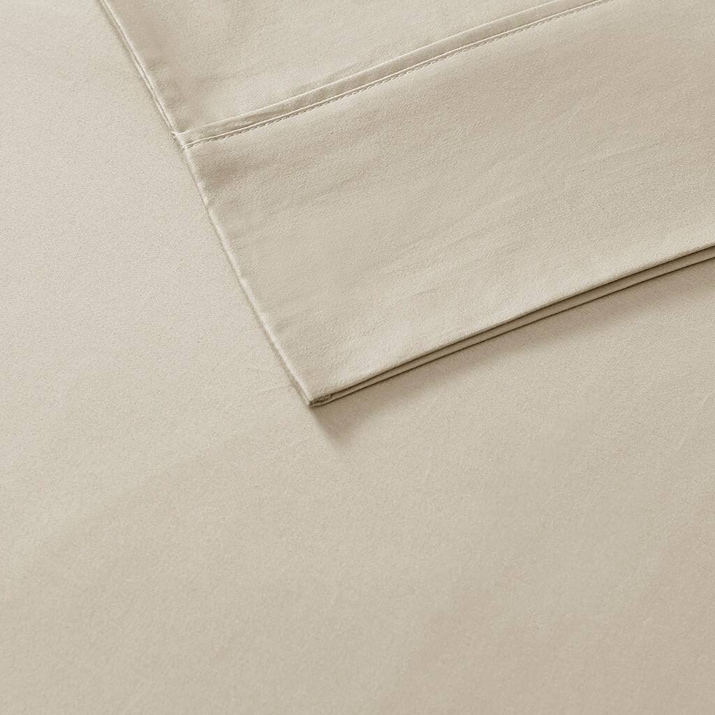 Alt View 5. Gracie Mills - Gracie Mills Nora 300 Thread Count Sateen Weave Organic Cotton Deep Pocket Sheet Set - Taupe.