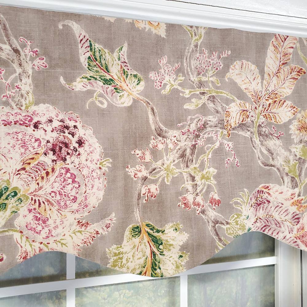 Left. RLF Home - RLF Home Monte Cristo Regal Lined 3" Rod Pocket 100% Cotton Window Valance 50" x 17" Gray - Gray.