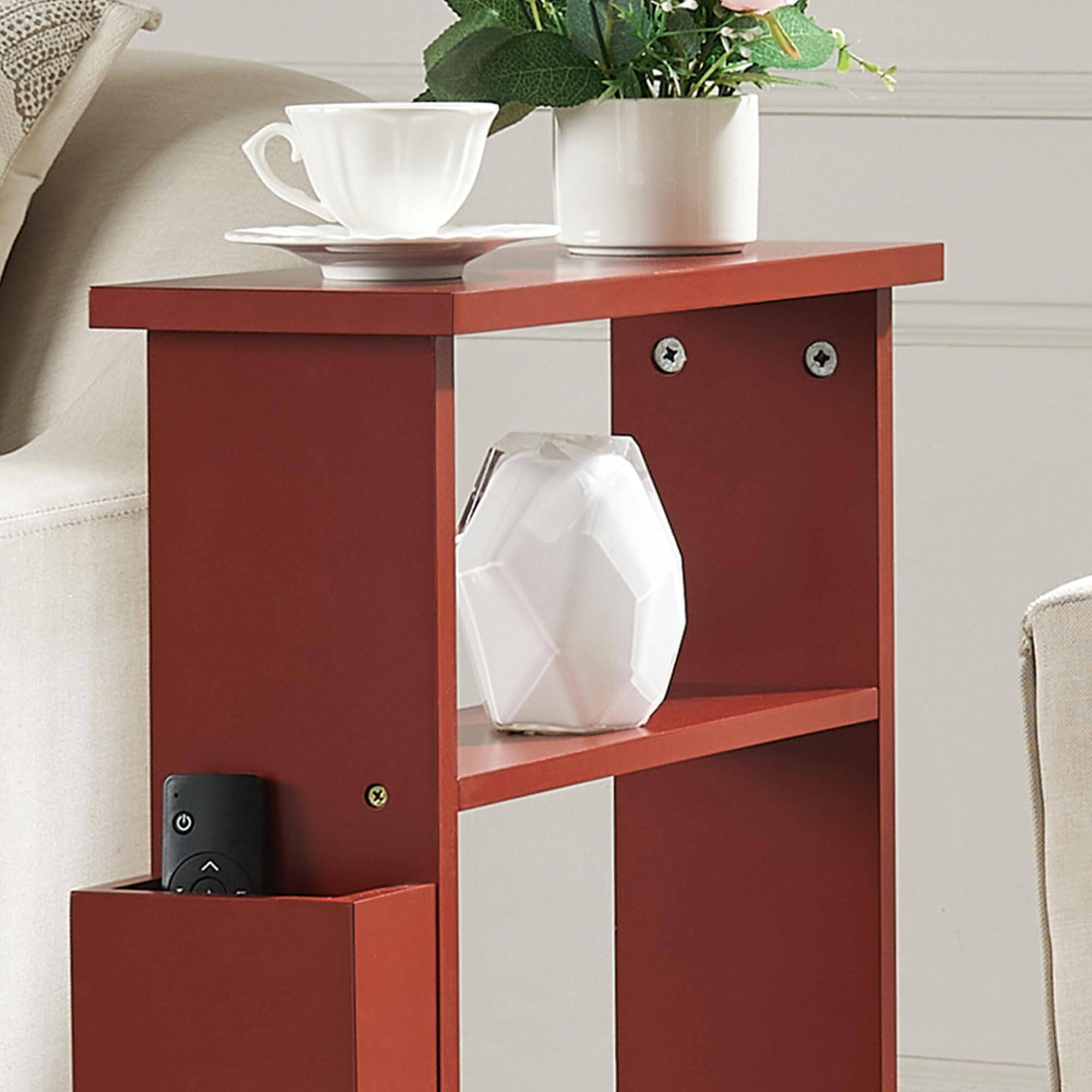 Back. Kings Brand Furniture - Kings Brand Furniture Zeke Narrow Side Table with Storage Shelf - Red.