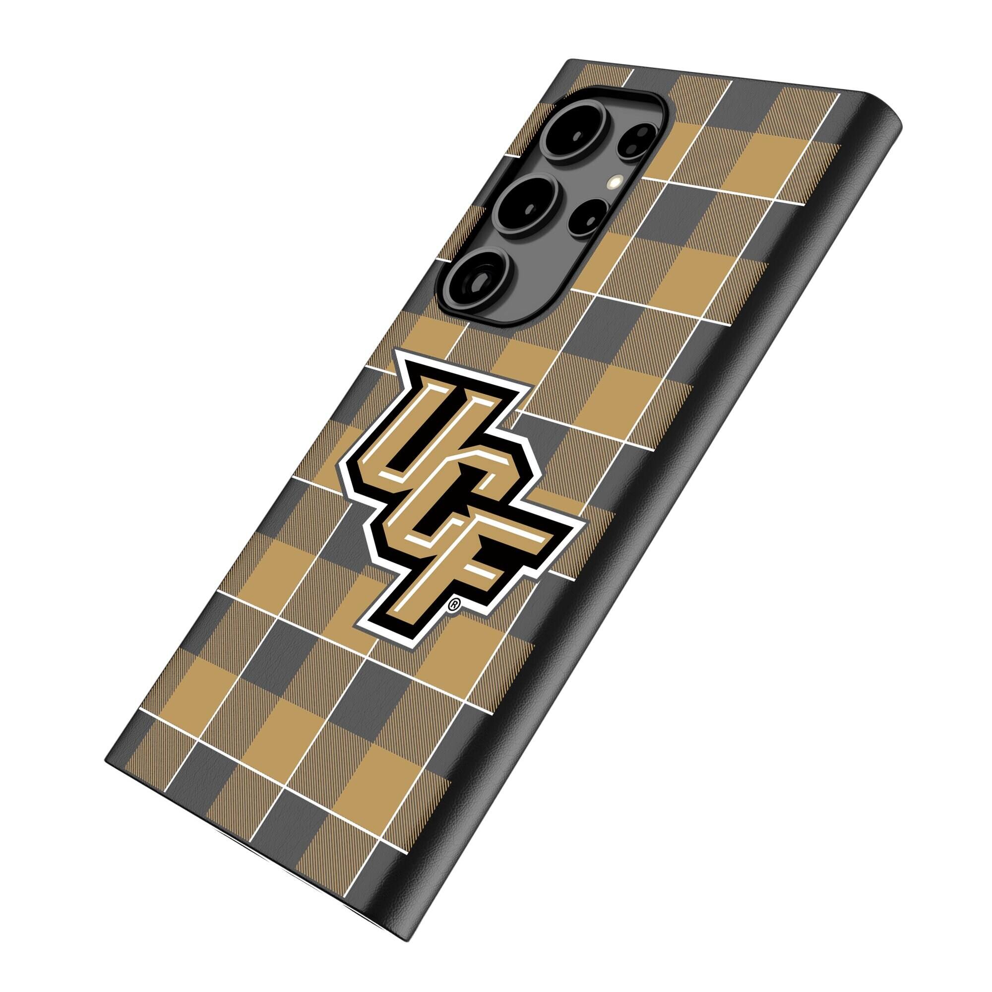 Alt View 1. Keyscaper - UCF Knights Plaid Galaxy Magnetic Bump Case - S25 Ultra - Black.