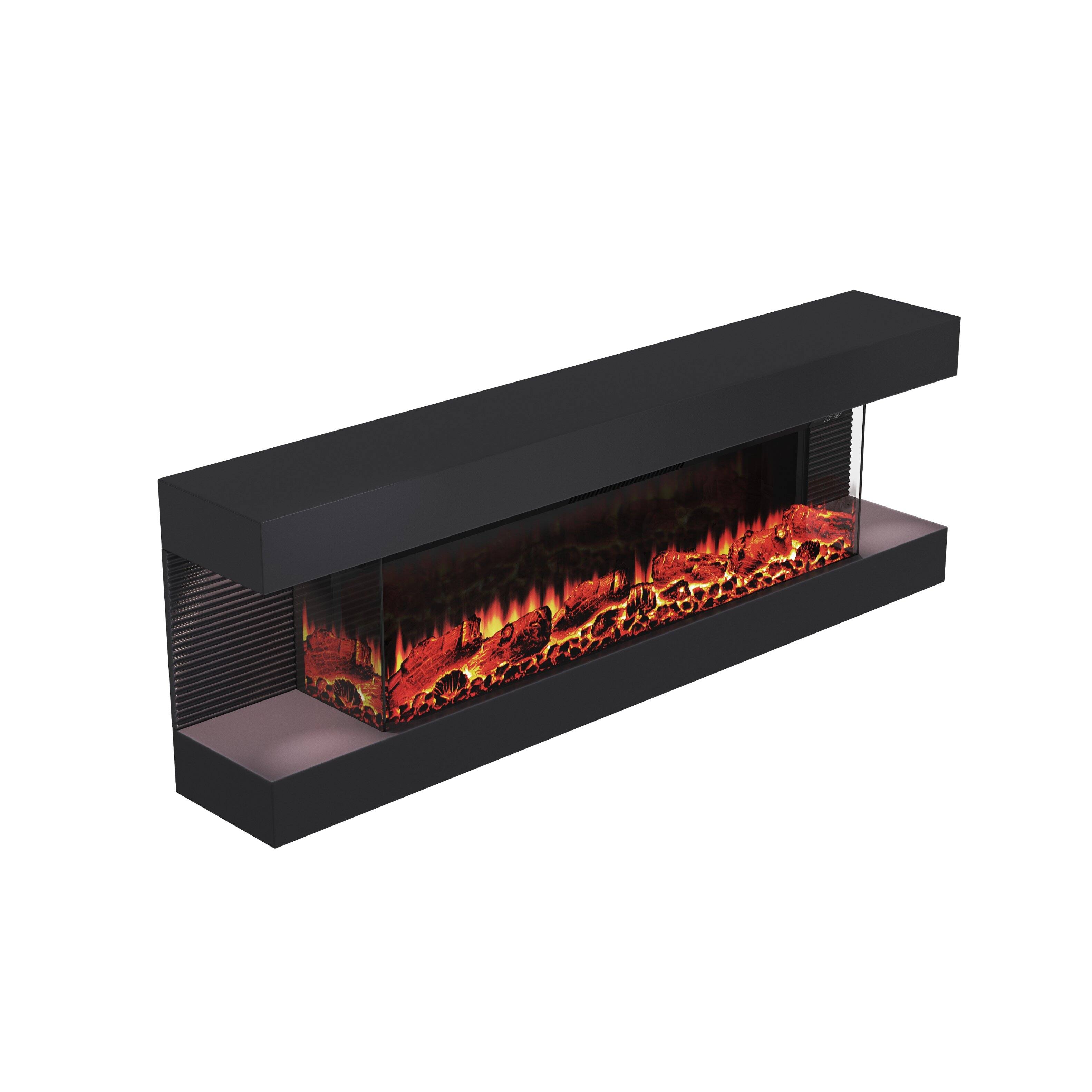Alt View 6. Mondawe - 50" Electric Fireplace with Hanging LED Mantel and Remote Control - Black.