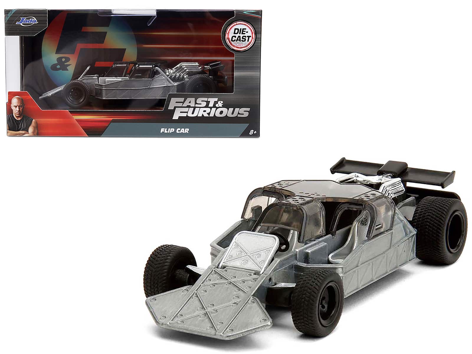 Flip Car Raw Metal "Fast & Furious 6" (2013) Movie "Fast & Furious" Series 1/32 Diecast Model Car by Jada - Multi