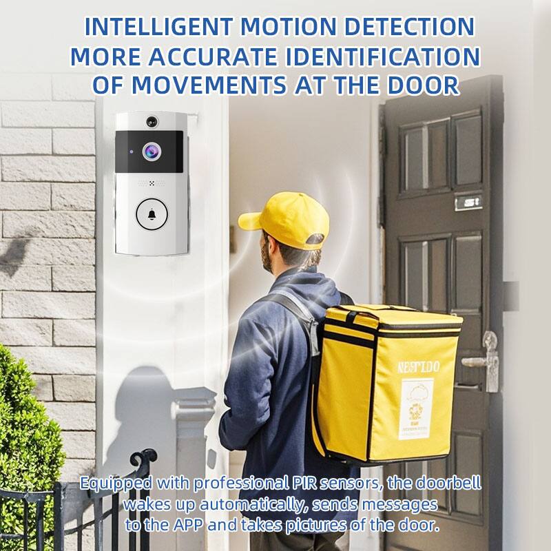 INTELLIGENT MOTION DETECTION  
MORE ACCURATE IDENTIFICATION OF MOVEMENTS AT THE DOOR

Equipped with professional PIR sensors, the doorbell wakes up automatically, sends messages to the APP and takes pictures of the door.