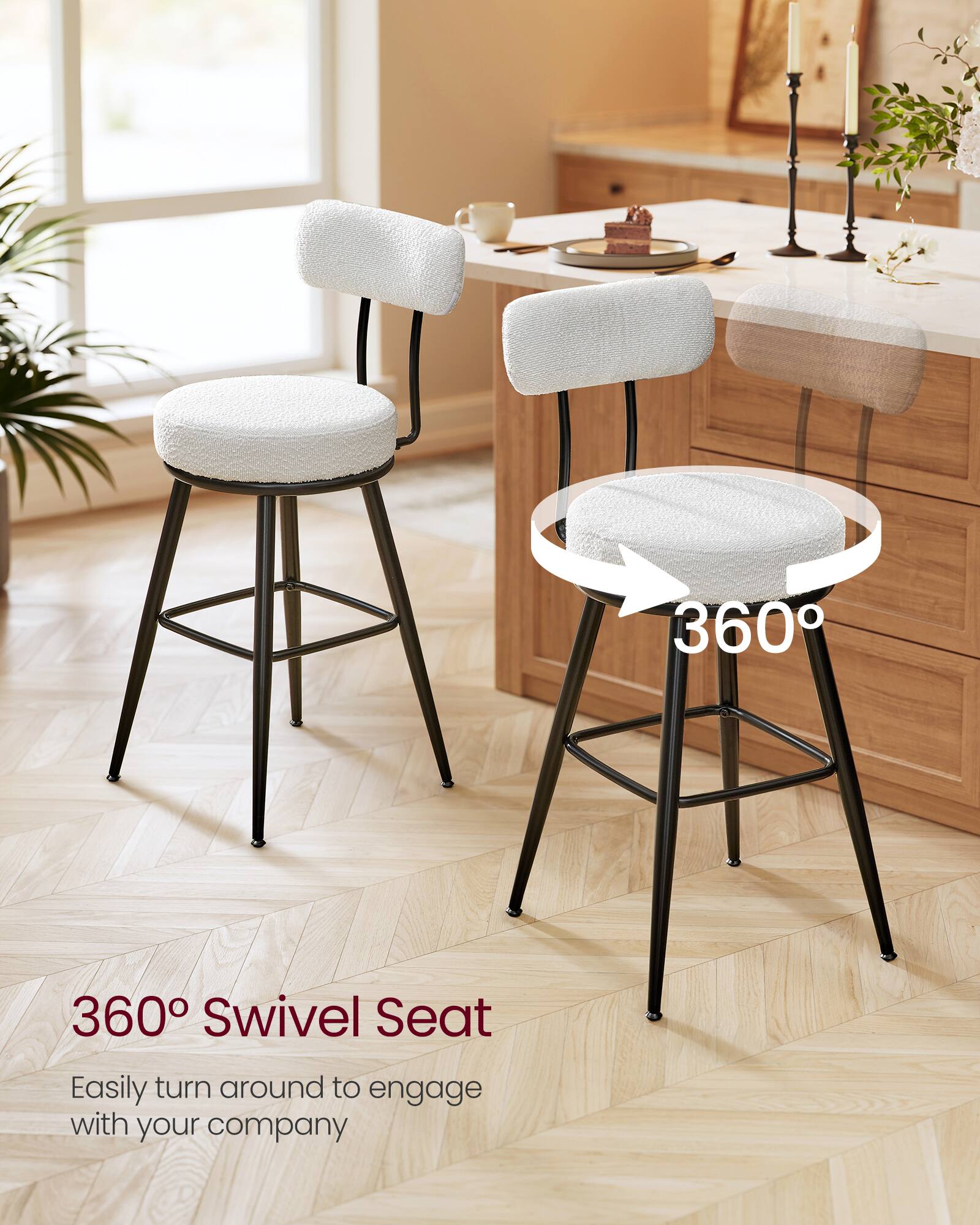 360° Swivel Seat  
Easily turn around to engage with your company