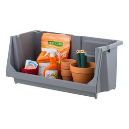 IRIS USA - Stackable Storage Bins Open Front, Heavy Duty Garage Organization, Gray