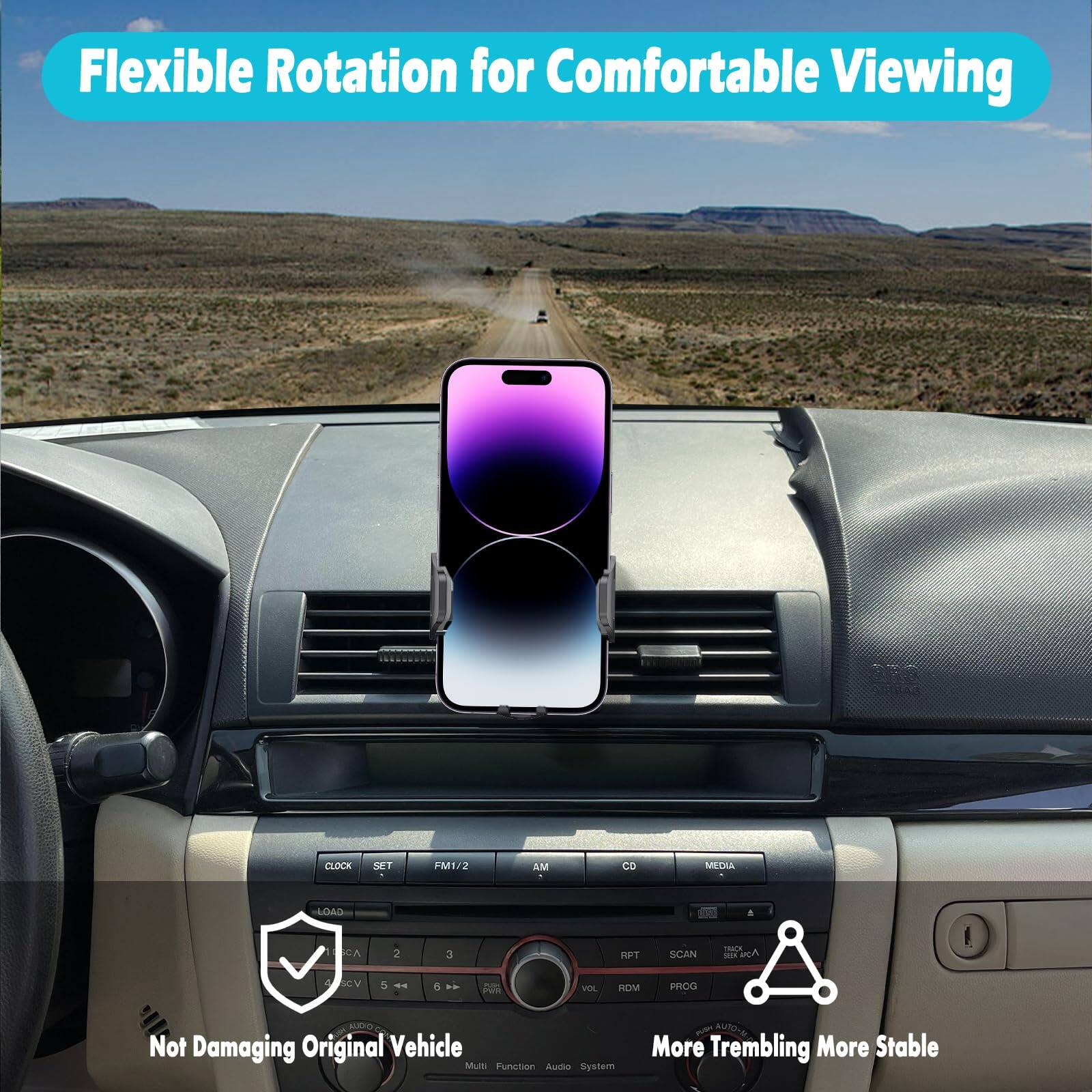 Flexible Rotation for Comfortable Viewing

Not Damaging Original Vehicle

More Trembling More Stable