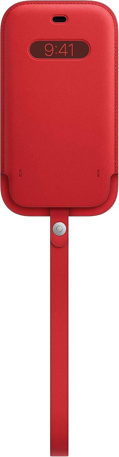 Alt View 4. Apple - Apple iPhone 12 and 12 Pro Leather Sleeve with MagSafe - Red - Dark Cherry.