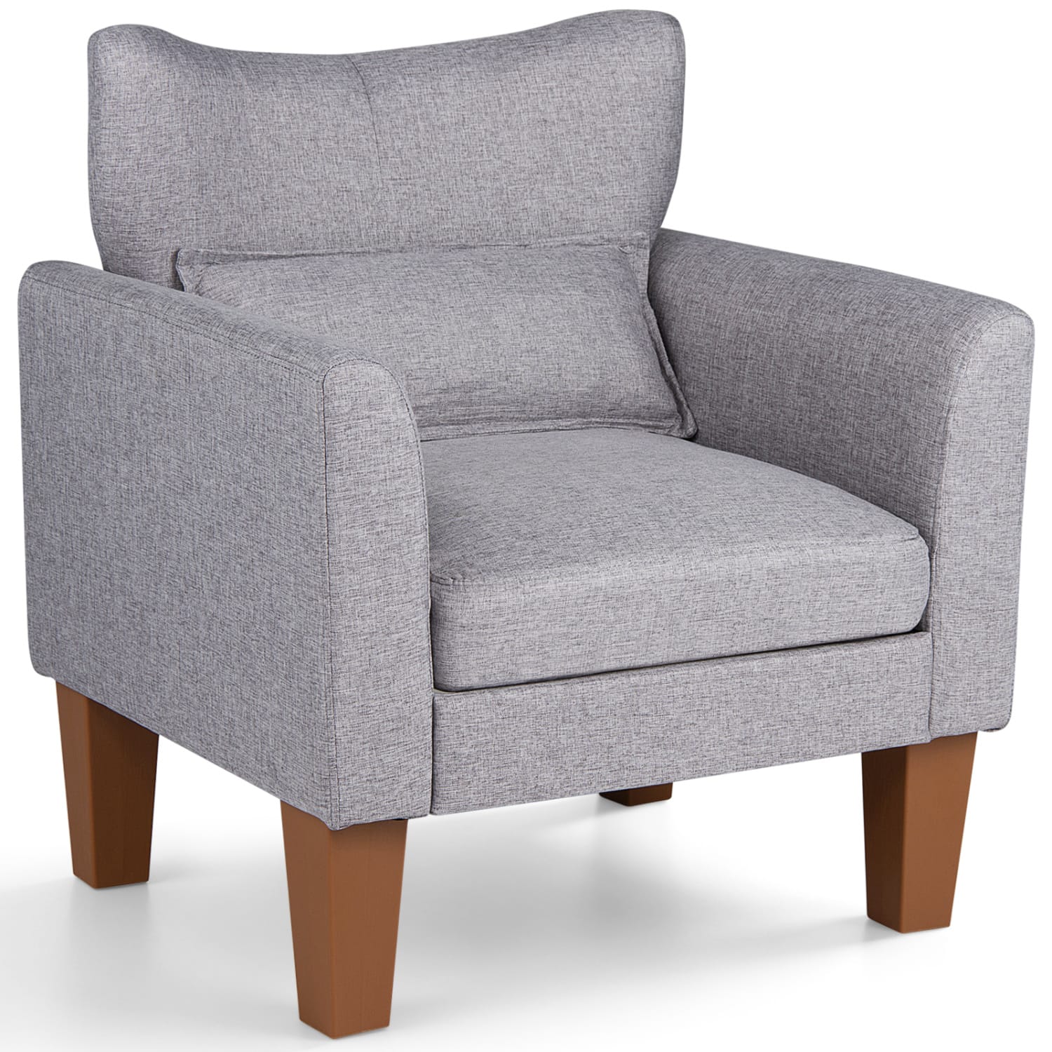 WELLFOR - Modern Accent Chair with Removable Cushion & Pillow for Living Room - Gray