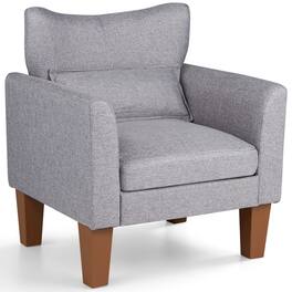WELLFOR - Modern Accent Chair with Removable Cushion & Pillow for Living Room - Gray