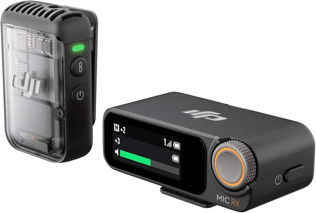 DJI - Mic 2 (1 TX + 1 RX), Wireless Microphone with Intelligent Noise Cancelling, 32-bit Float Internal Recording for iPhone