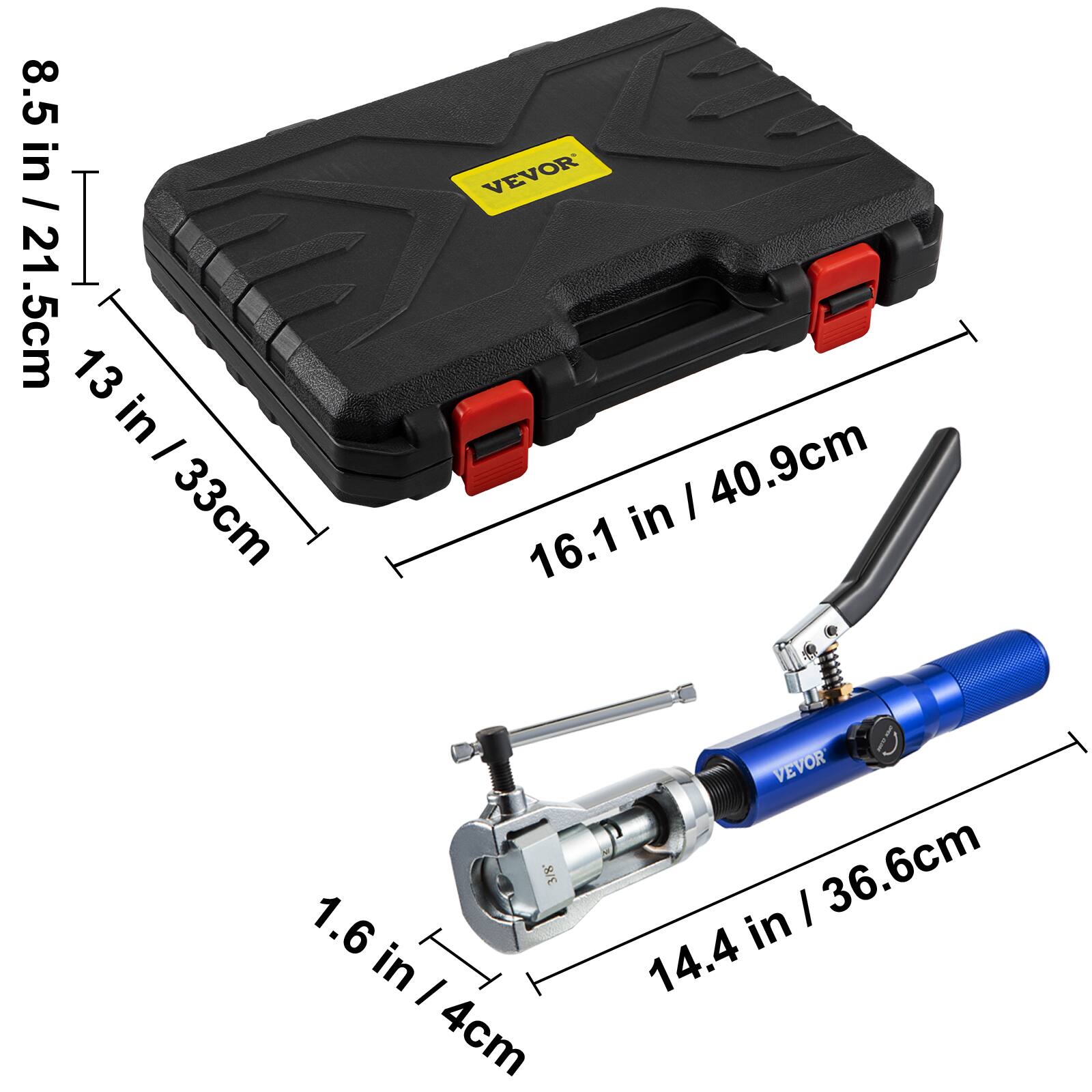 8.5 in / 21.5 cm  
13 in / 33 cm  
16.1 in / 40.9 cm  
1.6 in / 4 cm  
14.4 in / 36.6 cm