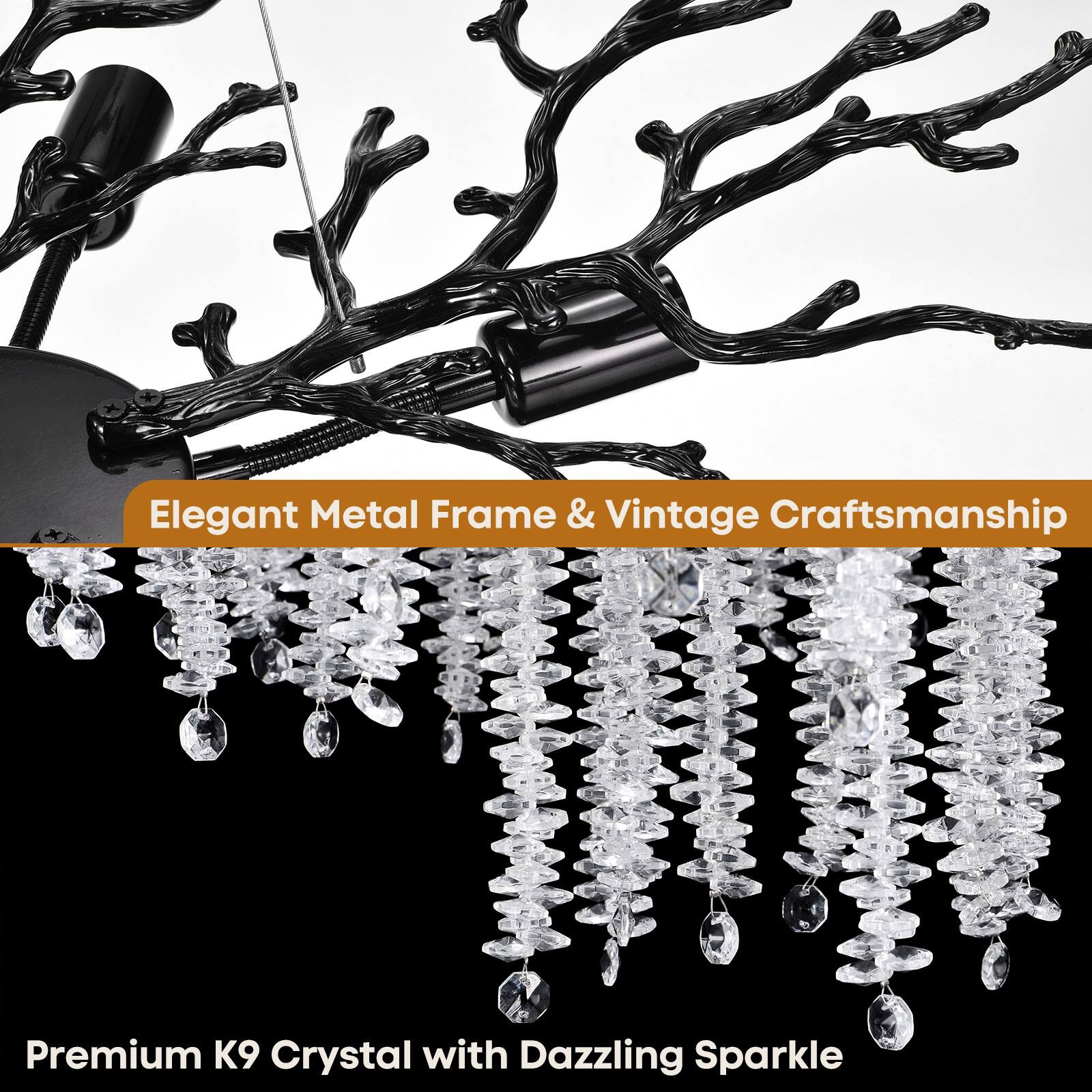 Elegant Metal Frame & Vintage Craftsmanship  
Premium K9 Crystal with Dazzling Sparkle