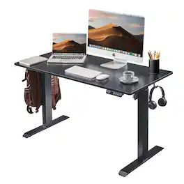GOODSILO - Adjustable Height Electric Standing Desk - 48x24 Inch Sit Stand Home Office Desk - Antique Black
