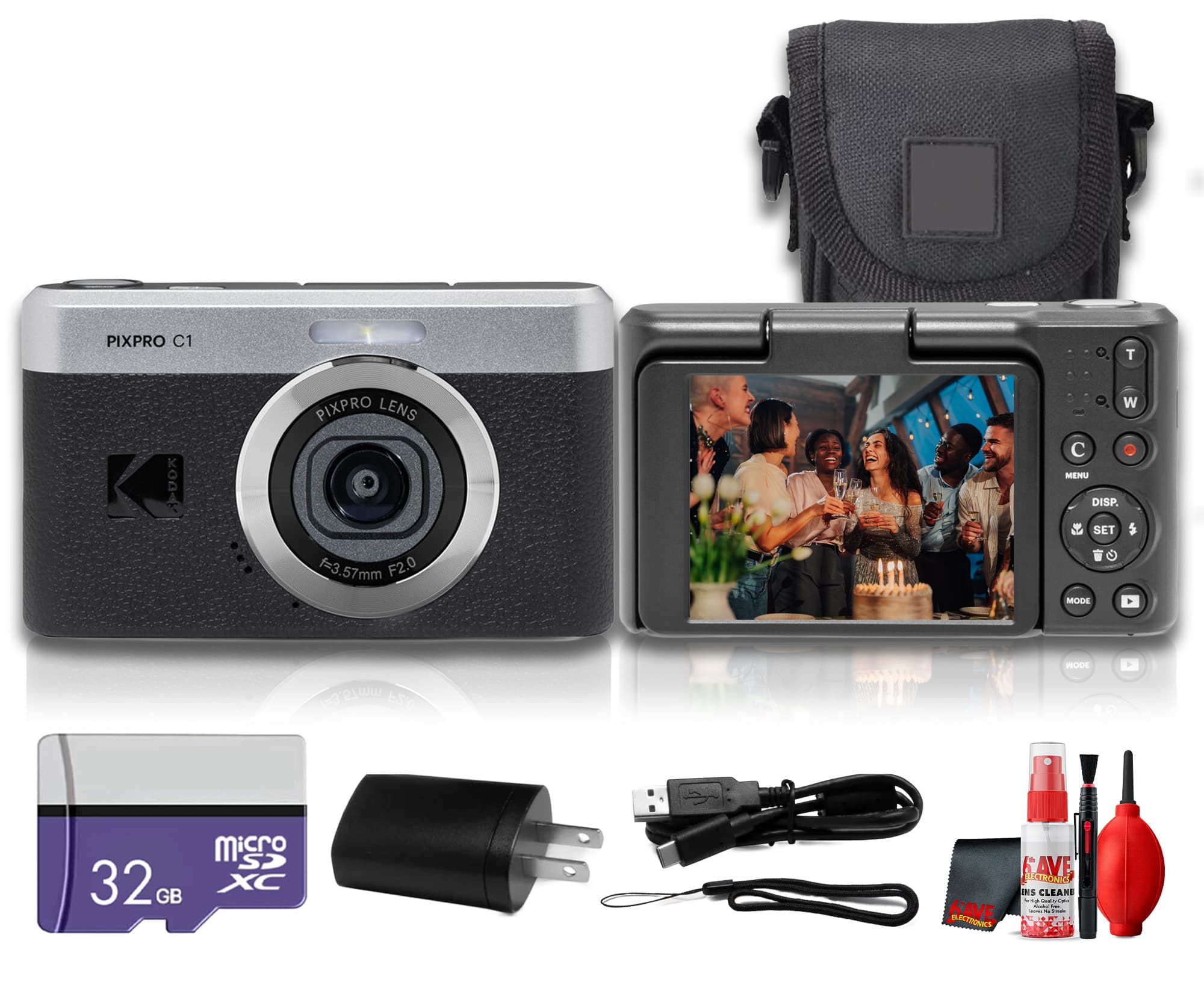 Kodak PIXPRO C1 13MP Digital Camera (Black) with MicroSD Card and