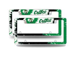 Rico Industries - Boston Celtics Chrome Metal (Set of 2) License Plate Frames with Bold Tie Dye Design - Multi