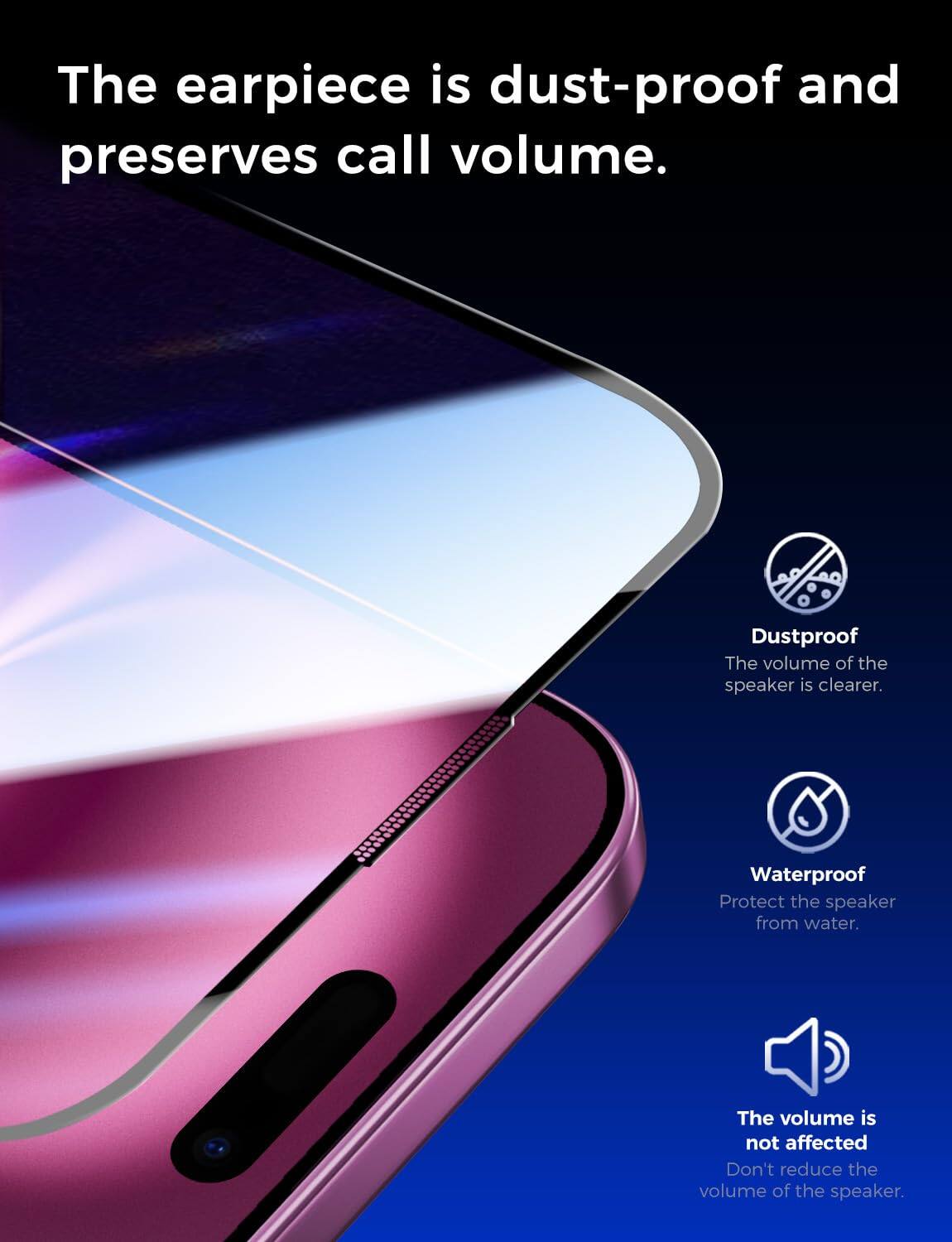 The earpiece is dust-proof and preserves call volume.

Dustproof: The volume of the speaker is clearer.

Waterproof: Protect the speaker from water.

The volume is not affected: Don't reduce the volume of the speaker.