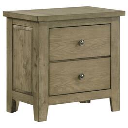 Manhattan Lane - Hazel Nightstand, 2 Drawers, Antique Nickel Knobs, Wood 25 Inch - Vineyard Oak Brown