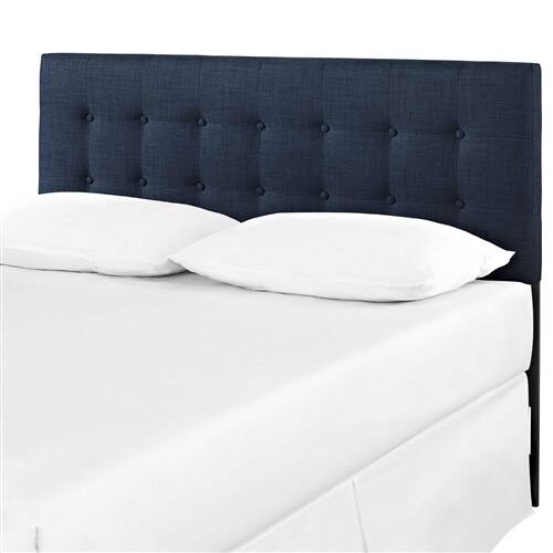Left. SlickBlue - Modern Fabric Headboard with Elegant Button-Tufted Upholstery - Navy.