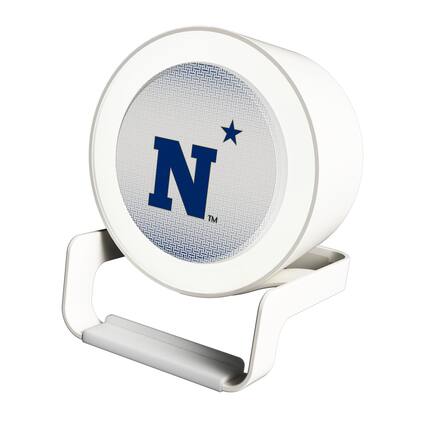 Front. Keyscaper - Navy Midshipmen Linen Print Nightlight Charger & Bluetooth Speaker - White.