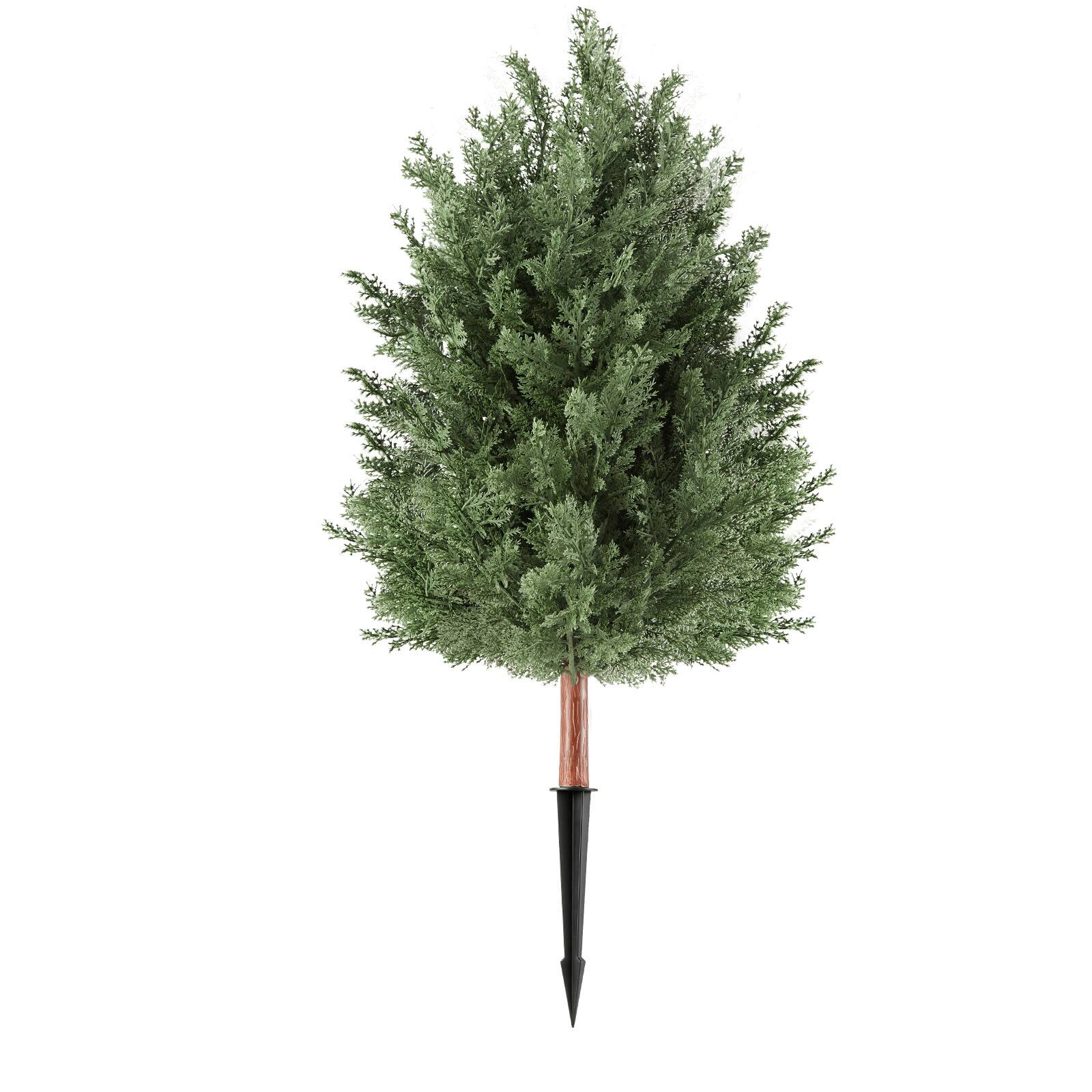 Alt View 5. VEVOR - Artificial Topiary Cedar Bush 3 Ft Set of 2 Greenery Fake Shrubs, PE Faux Trees with Ground Spikes - Green.