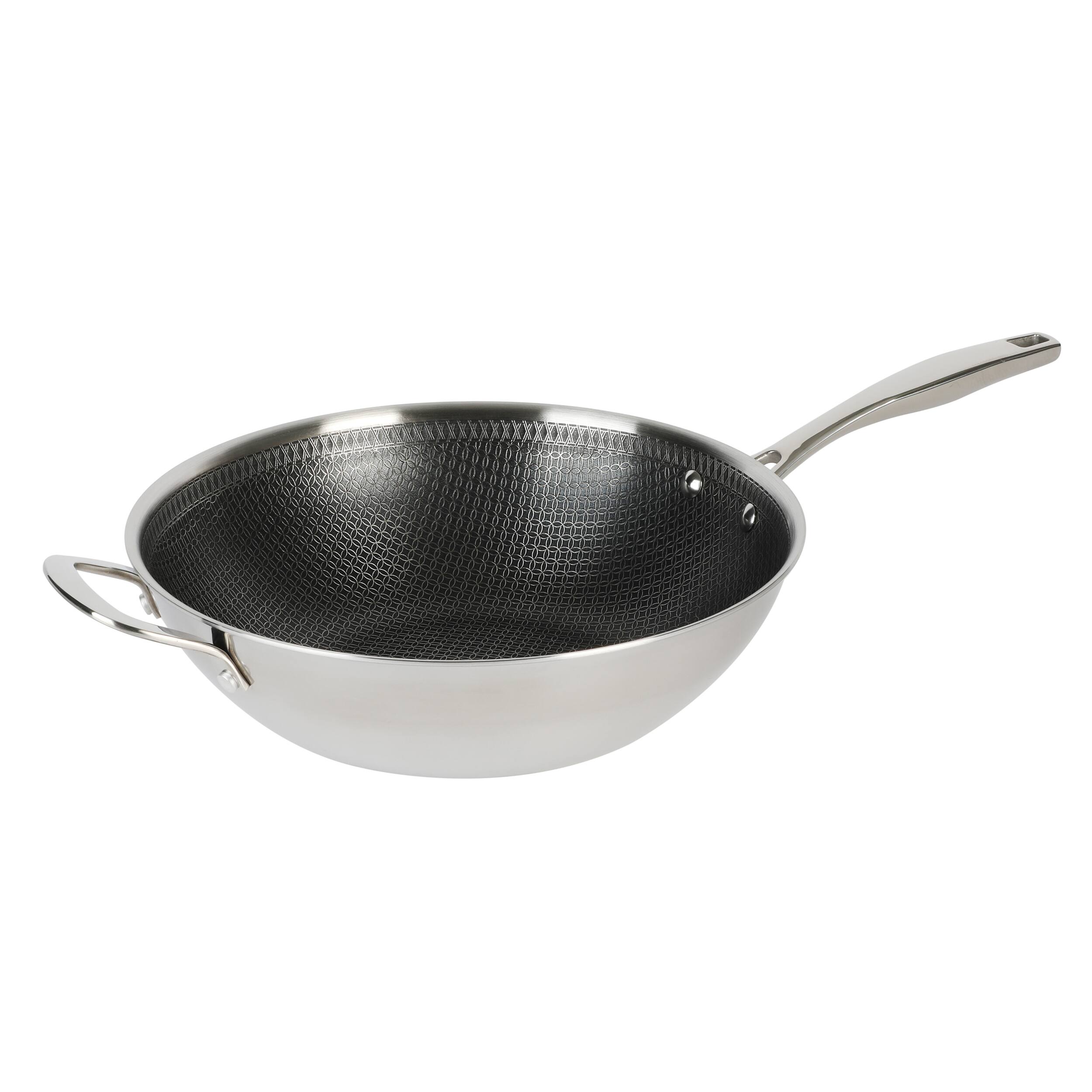 Alt View 2. Kenmore - Kenmore Elite Luke 12 Inch Non-Stick Tri-Ply Stainless Steel Wok with Glass Lid - Silver.