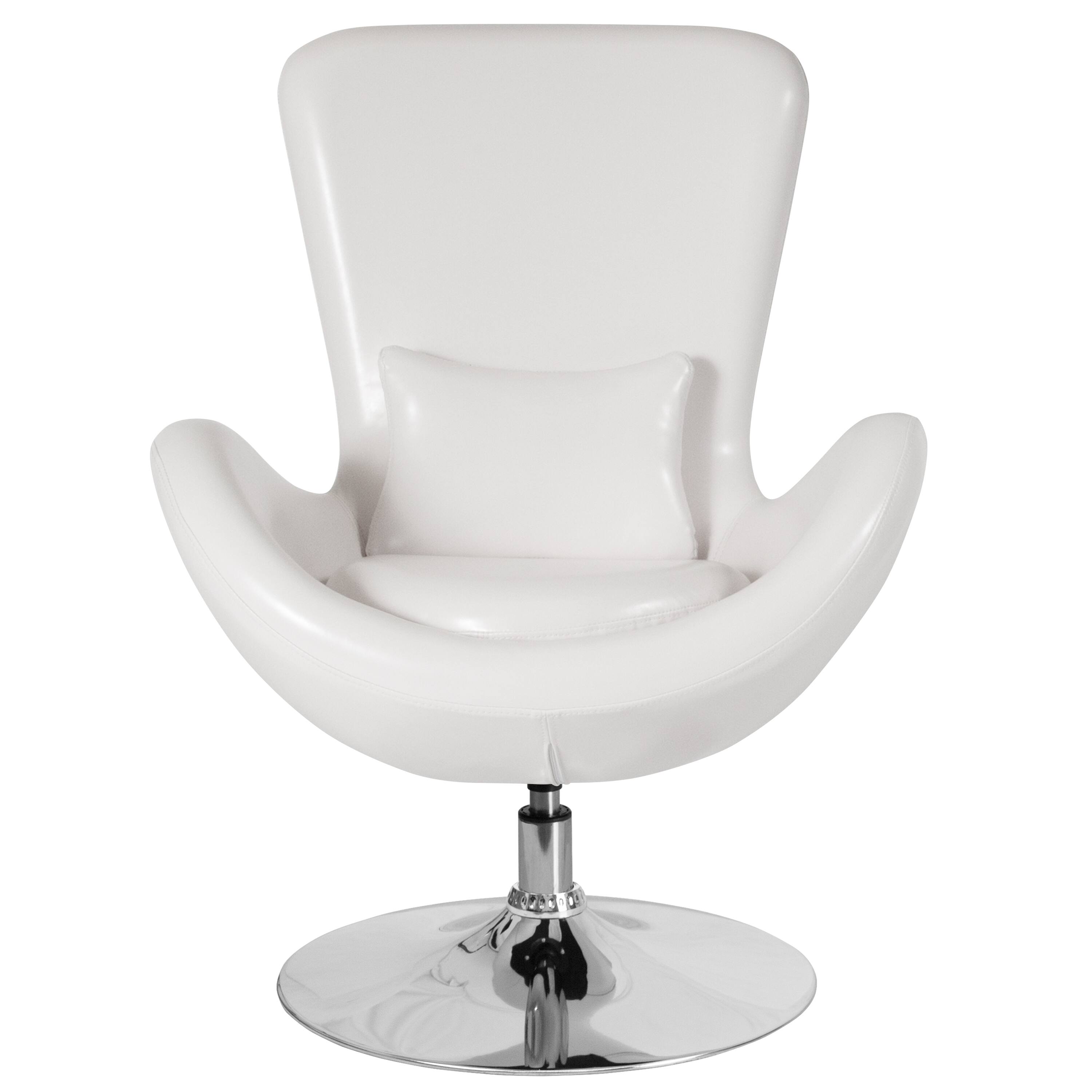 Alt View 7. Emma + Oliver - Swiveling Side Reception Chair with Back Pillow - White LeatherSoft.