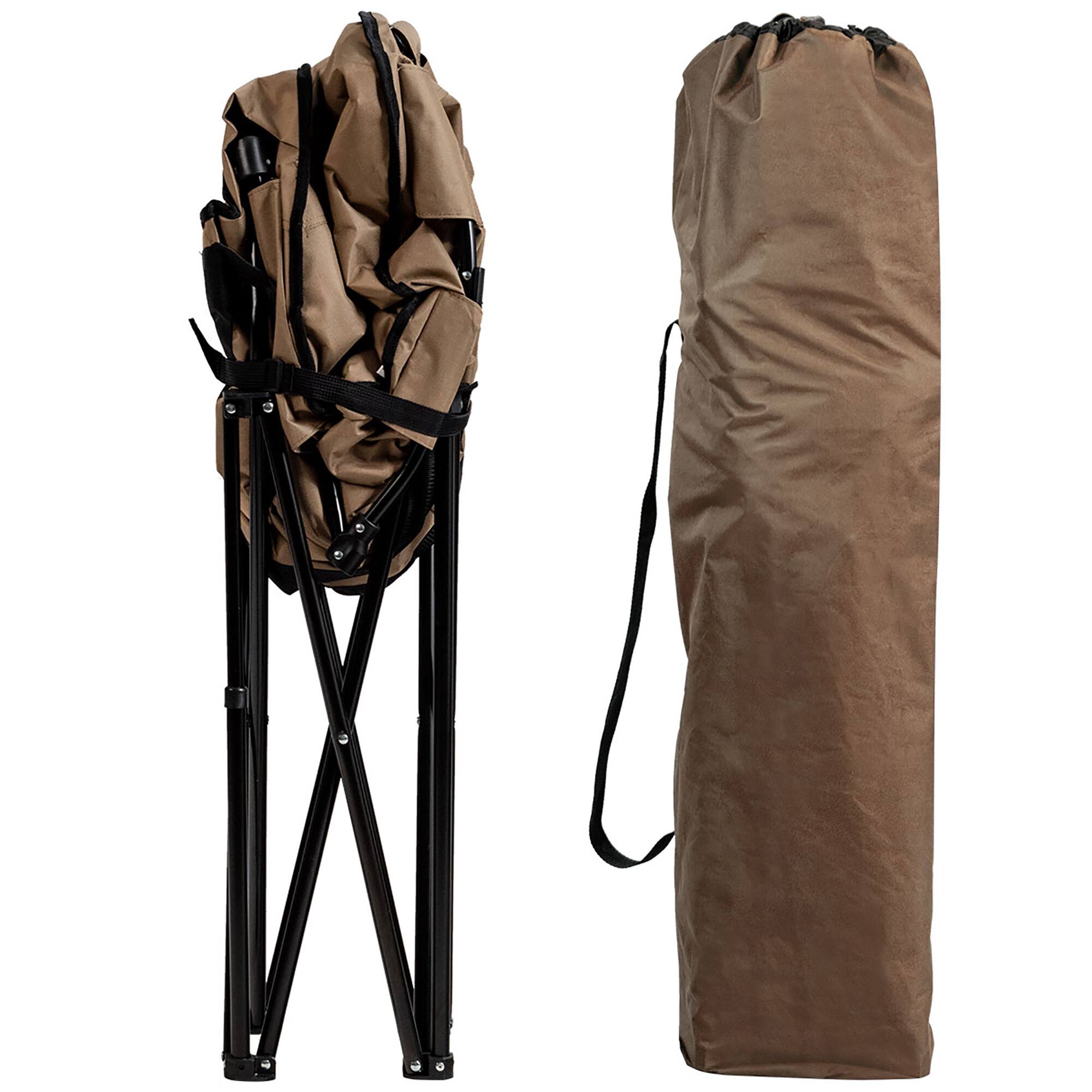 Alt View 12. Costway - Folding Camping Moon Padded Chair with Carry Bag Cup Holder Portable Brown - Brown.