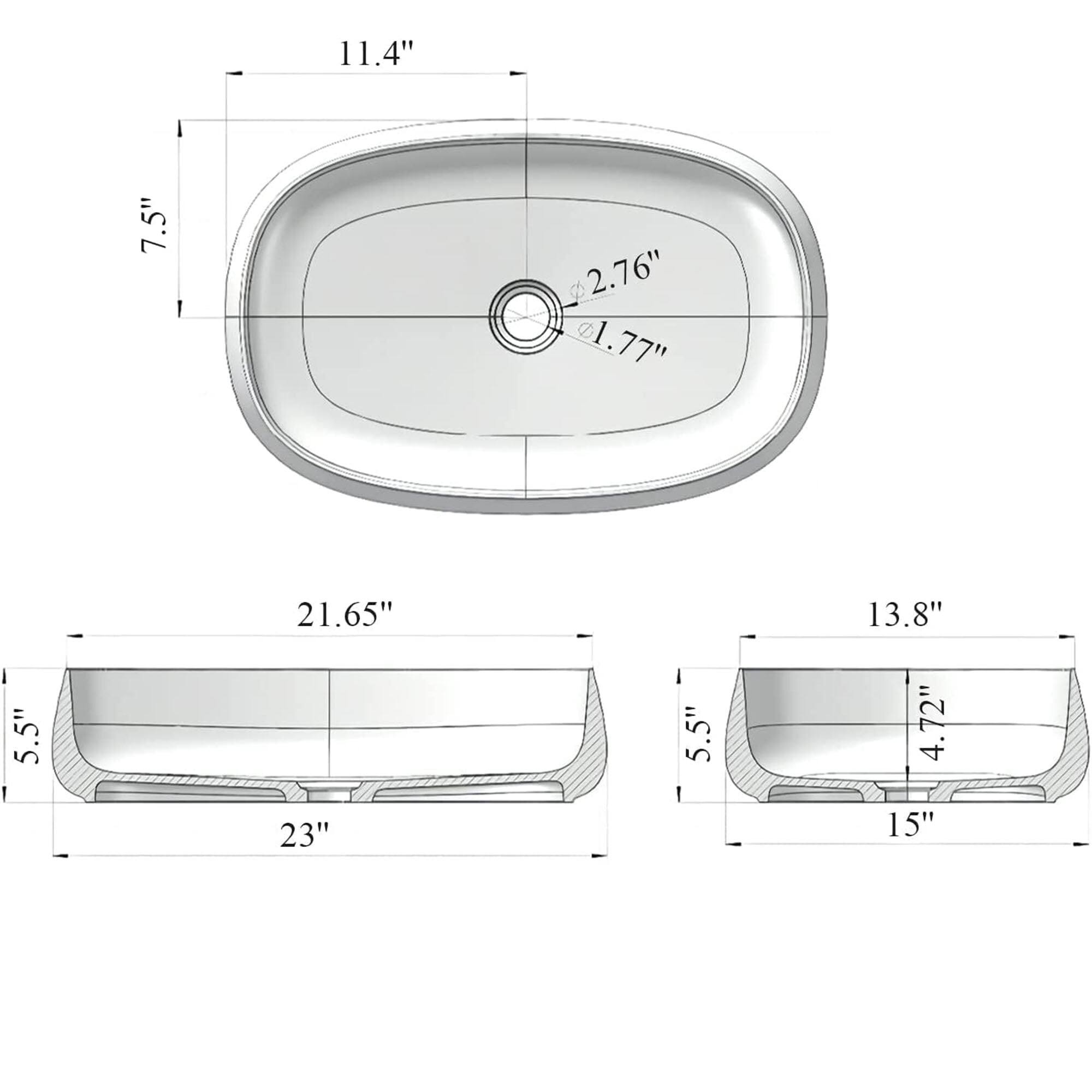 11.4"  
7.5"  
2.76"  
1.77"  
21.65"  
5.5"  
23"  
13.8"  
5.5"  
4.72"  
15"