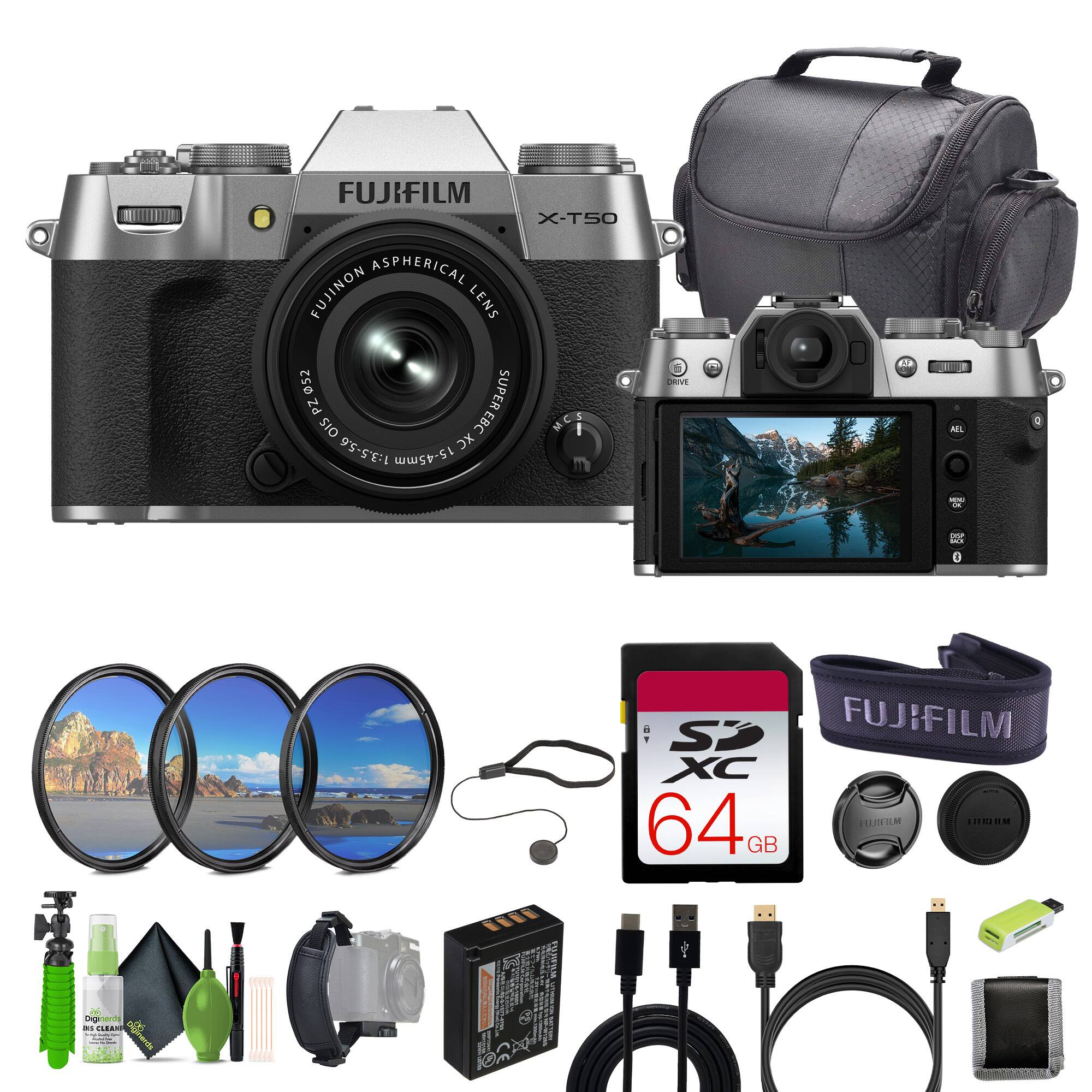 FUJIFILM X-T50 ASPHERICAL FUJINON LENS 052 SUPER PZ & OIS EBC MC 2 XC 1:3.5-5.6 15-45mm SIVE 1a AlL 2 SP FUJIFILM XC 64GB HUM THHHM GB gen as SER Dunte