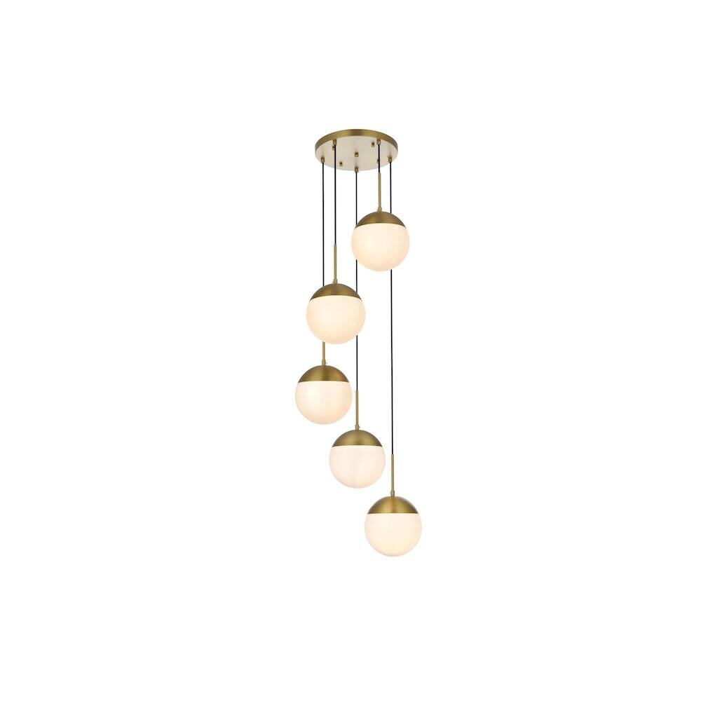 Alt View 1. Living District - Eclipse 18 Inch Pendant Frosted White Shade in Satin Gold - Satin Gold And Frosted White.