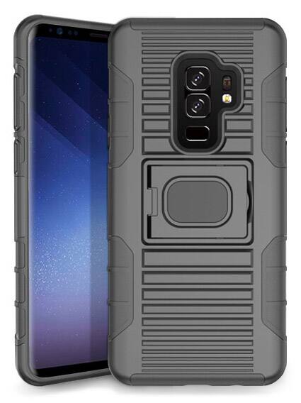 Alt View 5. Nakedcellphone - Combo for Samsung Galaxy S9 Plus - Ring Grip/Stand Case and Belt Clip Holster - Black.
