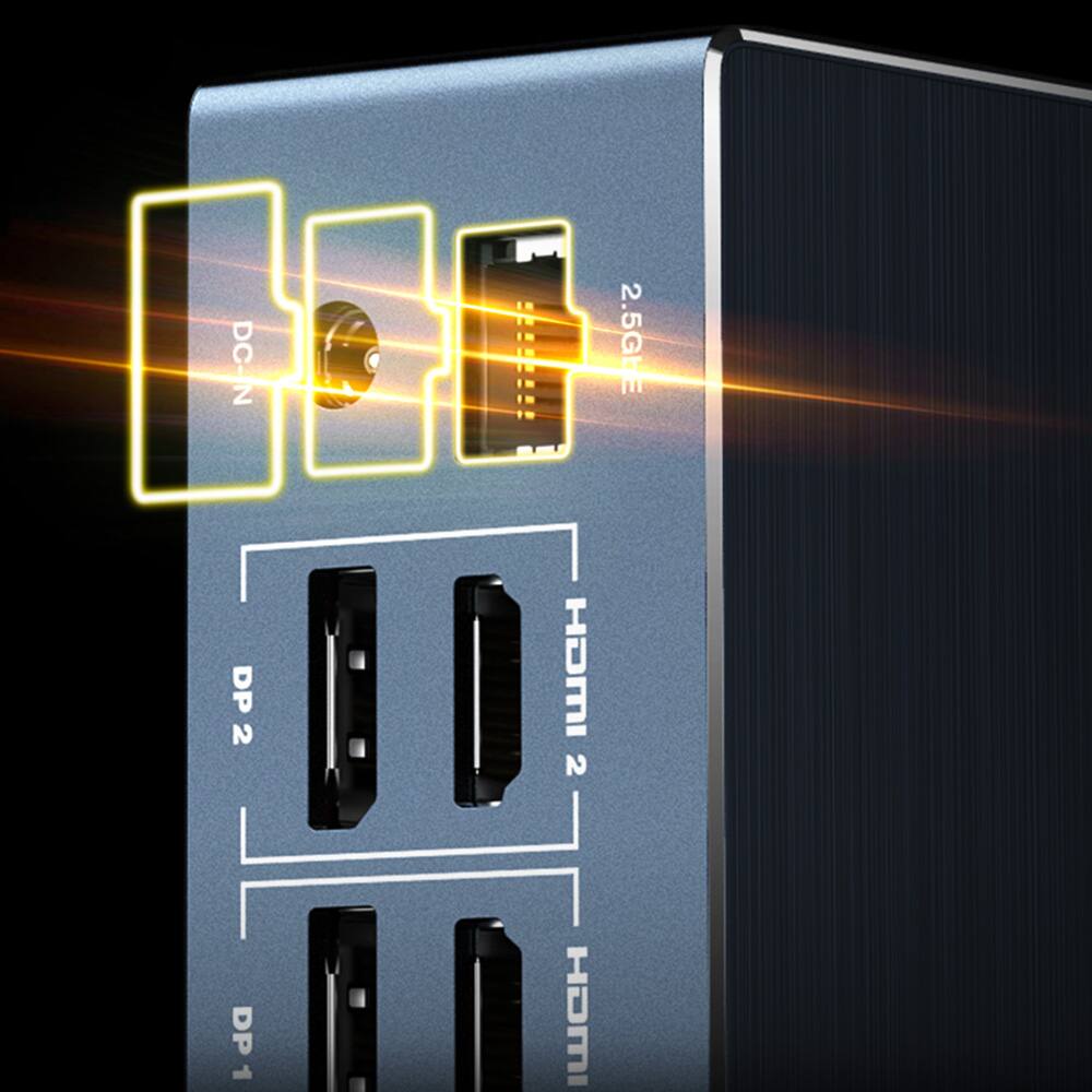 DC-IN, 2.5GbE, DP 2, HDMI 2, DP 1, HDMI