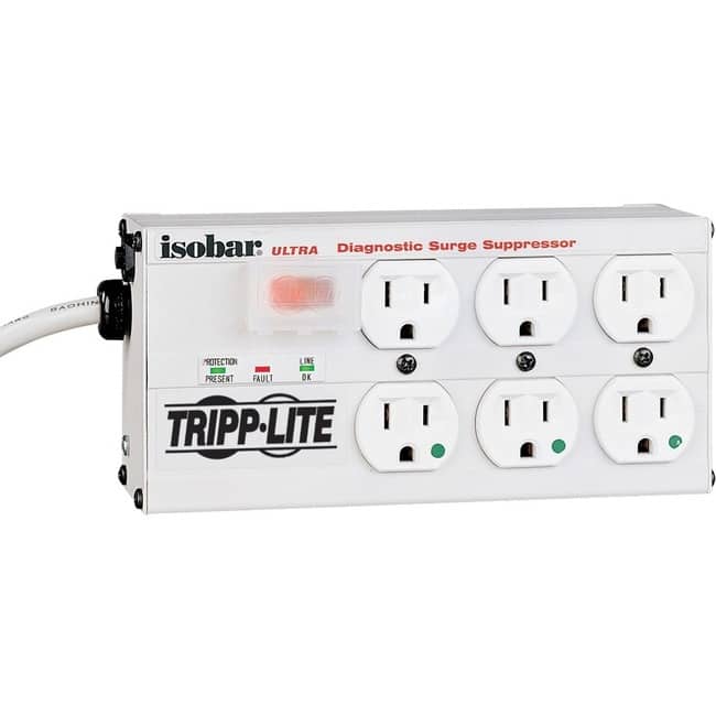 Eaton Tripp Lite Series Isobar Hospital-Grade 6-Outlet Surge Protector, 15 ft. (4.57 m) Cord, 3330 Joules, LEDs, UL - Gray
