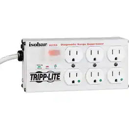 Eaton Tripp Lite Series Isobar Hospital-Grade 6-Outlet Surge Protector, 15 ft. (4.57 m) Cord, 3330 Joules, LEDs, UL - Gray