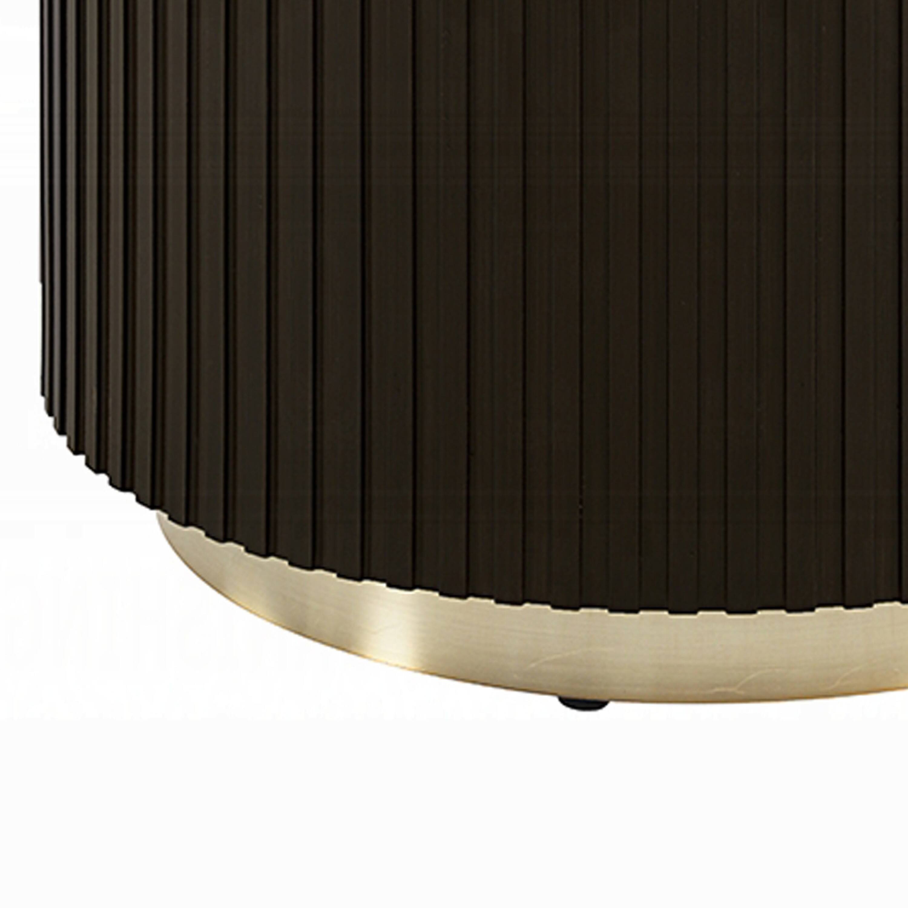 Alt View 3. Manhattan Lane - Jeh Side End Table, Faux Marble Top, Metal Trim, Fluted Brown Wood 20 Inch - White, Espresso Brown, Gold.