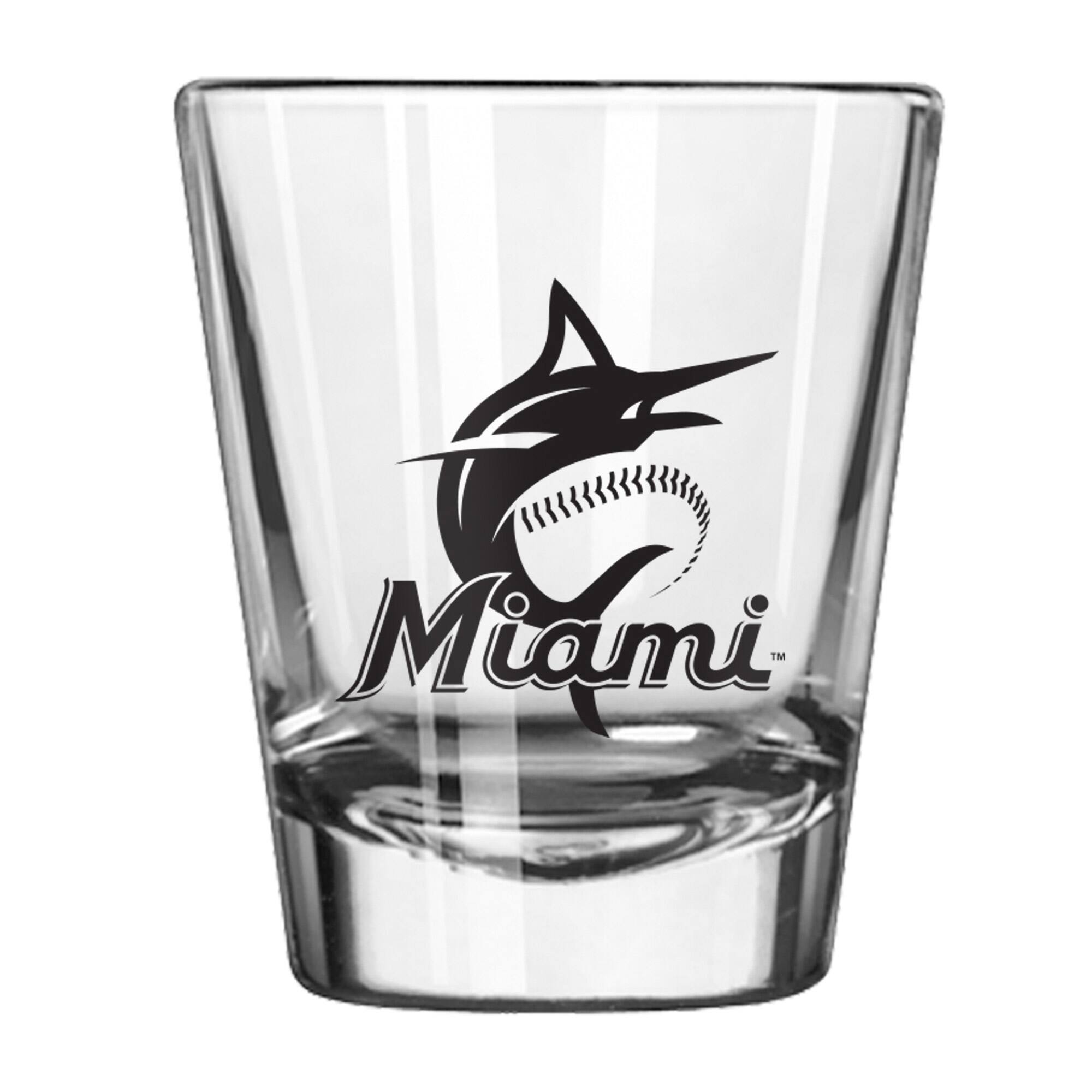 Front. Logo Brands - Miami Marlins 2oz. Game Day Shot Glass - Multicolor.