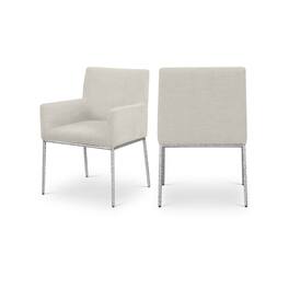 Meridian Furniture - Reeves Cream Chenille Fabric Dining Chair, Set of 2 - Beige