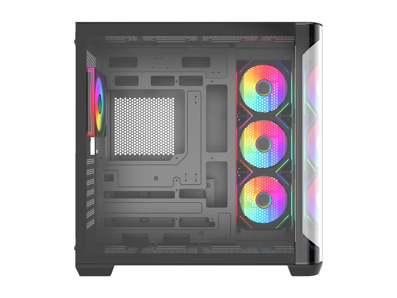 Alt View 2. Rosewill - Rosewill ACA503B ATX Mid-Tower Case, Curved Glass, 4x ARGB Fans, USB 3.0 & Type-C (Black) - Black.